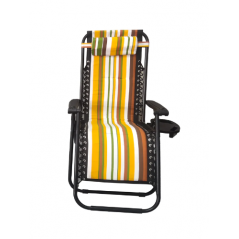 Folding Lounger for Garden and Beach, Yellow Striped Color