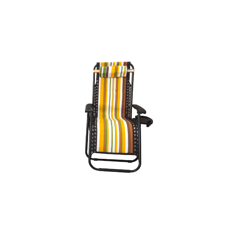 Folding sun lounger for garden and beach, yellow striped colour Folding sun lounger for garden and beach, yellow striped colour