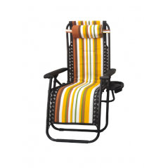 Folding sun lounger for garden and beach, yellow striped colour