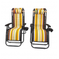 Folding sun lounger for garden and beach, yellow stripes (pack of 2) Folding sun lounger for garden and beach, yellow stripes (pack of 2)