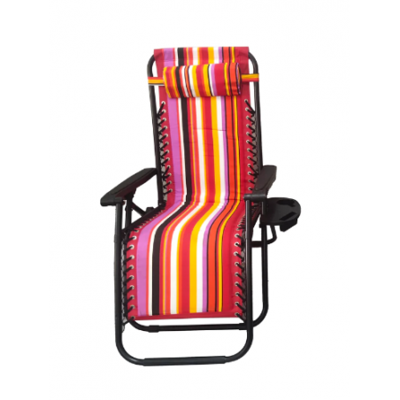 Chaise de camping pliable zéro gravité, pour le jardin et de plage, rouge rayé