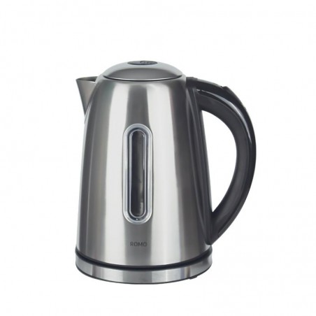 Chaleira elétrica de 1,7 litro. 2200 W. Aço inoxidável. Fervura rápida. Base giratória de 360°. Desligamento automático.