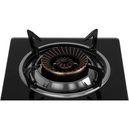 Fornello a gas Orbegozo FO1720, corpo in acciaio inox e superficie in vetro temperato nero (7 mm). Combustibile: gas butano o pr