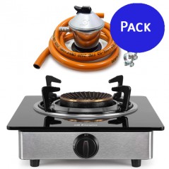 Pack réchaud à gaz Orbegozo FO1720, corps en acier inoxydable + régulateur de gaz butane complet