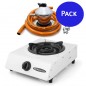 Lot Réchaud à gaz butane ou propane. Allumage piézoélectrique. Brûleur triple couronne, utilisation extérieure + Connexion Lot Réchaud à gaz butane ou propane. Allumage piézoélectrique. Brûleur triple couronne, utilisation extérieure + Connexion