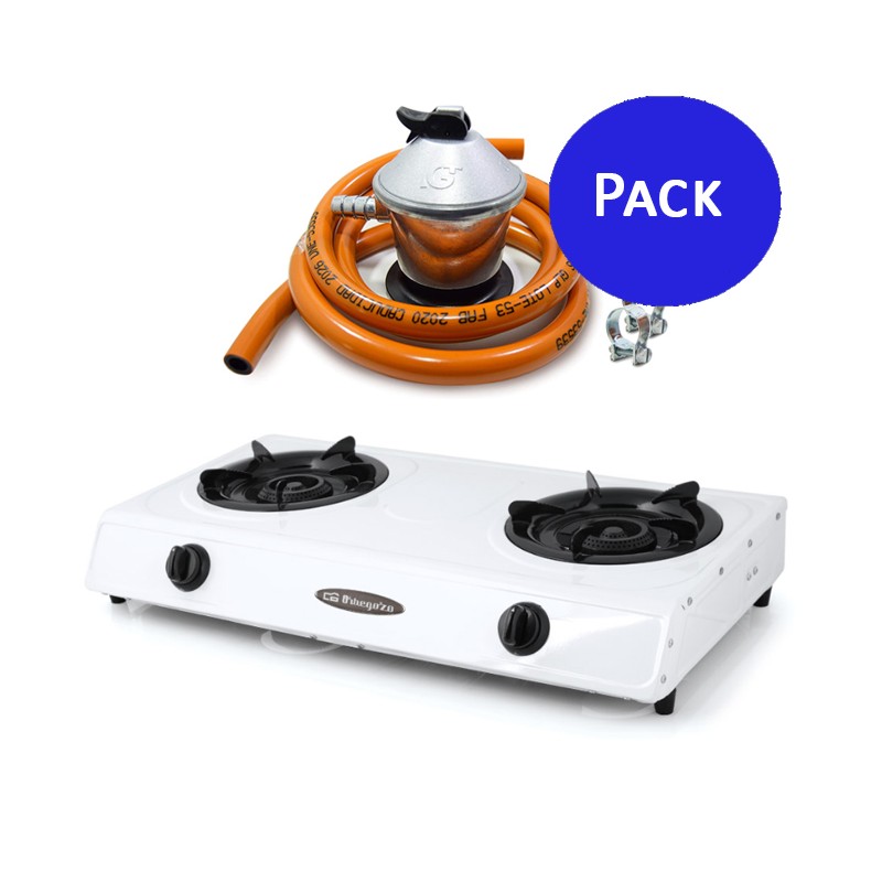 Orbegozo FO2600 gas stove pack, butane or propane gas + complete butane gas regulator