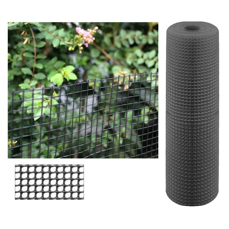 Maille plastique carré 0,5 x 0.5 cm, gris 1 x 5 m, clôture artificiel pour terrasses, balcons ou jardins