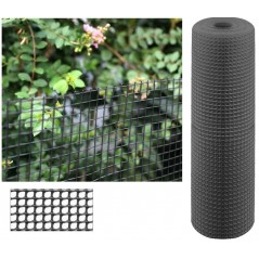 Maille plastique carré 1 x 1 cm, gris 1 x 5 m, clôture artificiel pour terrasses, balcons ou jardins