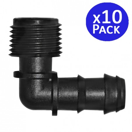 Pack de 10 Codo goteo 16mm x 3/4"