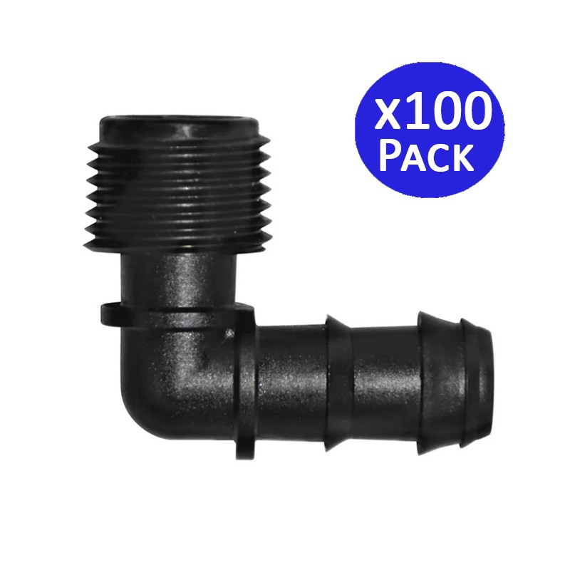 Pack de 100 Codo goteo 16mm x 3/4"