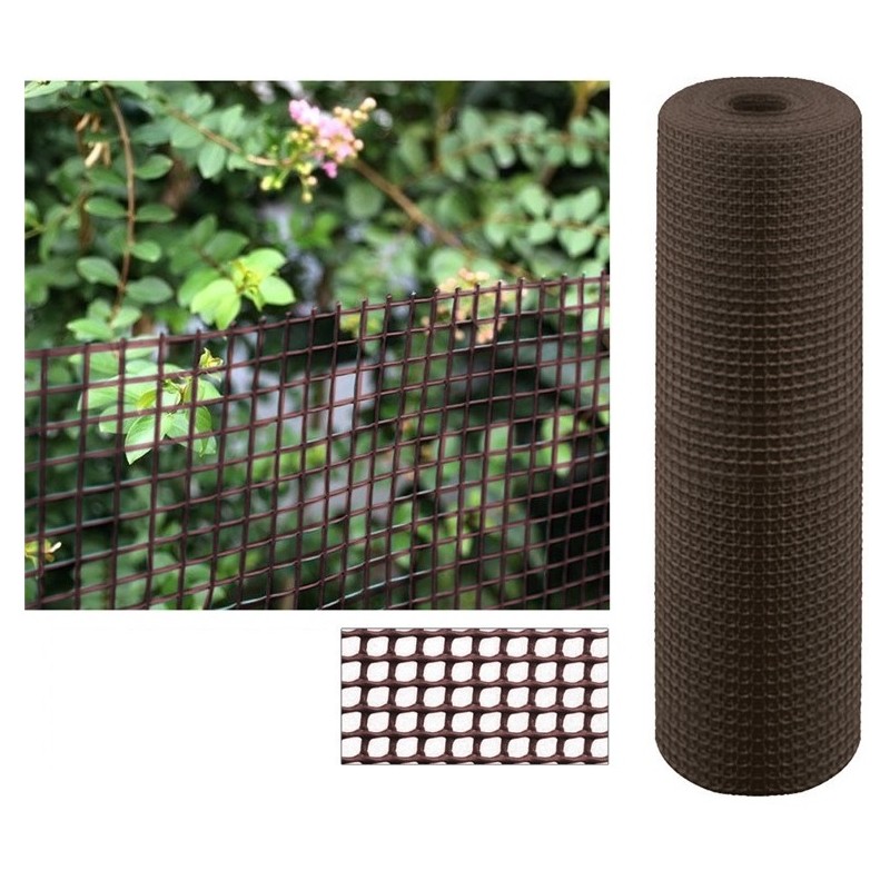 Maille plastique carré 1x1 cm, marron 1 x 25 m, clôture artificiel pour terrasses, balcons ou jardins