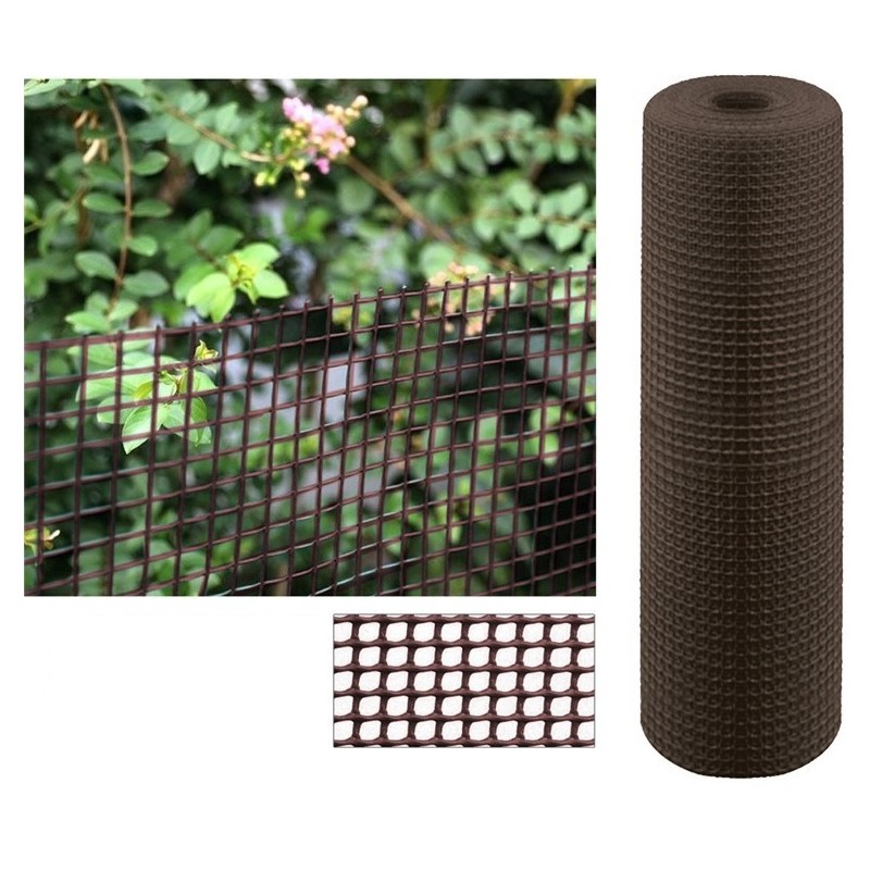  Square plastic mesh for terraces, balconies or fences 1x1 cm, Brown, 1 x 5 m