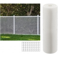 Maille plastique carré 2x2 cm, blanc 1 x 25 m, clôture artificiel pour terrasses, balcons ou jardins