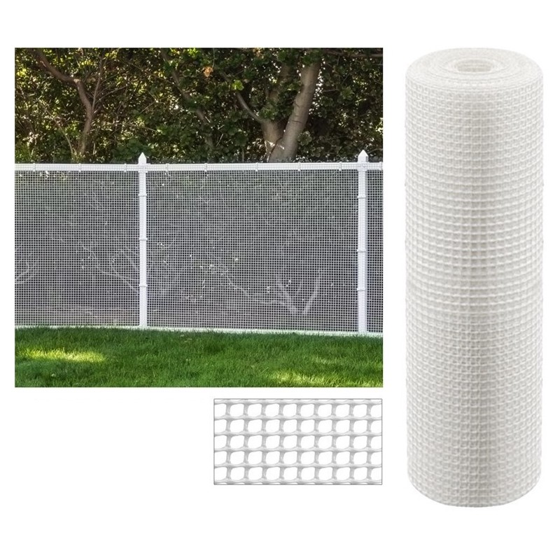 Maille plastique carré 2x2 cm, blanc 1 x 25 m, clôture artificiel pour terrasses, balcons ou jardins