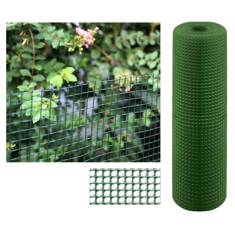Maille plastique carré 2x2 cm, vert 1 x 5 m, clôture artificiel pour terrasses, balcons ou jardins