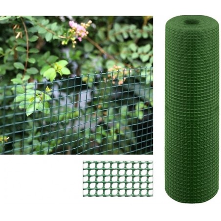 Maille plastique carré 1x1 cm, vert 1 x 5 m, clôture artificiel pour terrasses, balcons ou jardins