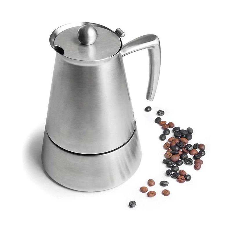 LEOPOLD Cafetera Espresso TIVOLI – 6 Tassen, Edelstahl & Aluminium, Für Alle Herdarten Inkl. Induktion