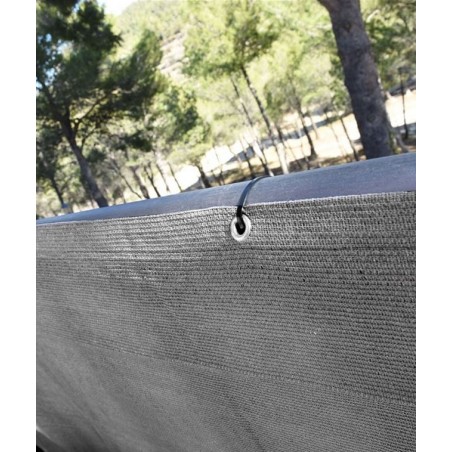 Maille de balcon gris 0,9 x 5 m, 100% occultation, Filet Brise Vue Occultant. Comprend une corde et des œillets