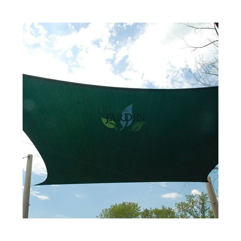 Green square shade sail 5 x 5 meters, 150 gr/m2 UV for garden with ropes Green square shade sail 5 x 5 meters, 150 gr/m2 UV for garden with ropes