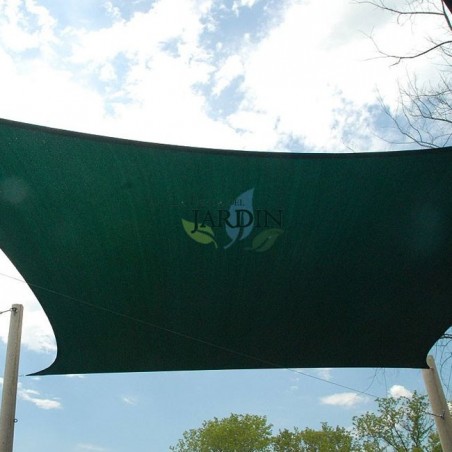 Vela de toldo quadrada verde 5 x 5 metros, 150 gr/m2 UV para jardim com cordas