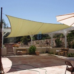 Store voile d'ombrage polyester imperméable carré 3,6 x 3,6 m, sable 150 gr/m2 UV pour jardin, beige
