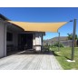 Toldo impermeable vela rectangular beige 4 x 6 metros, 150 gr/m2 UV para jardín con cuerdas