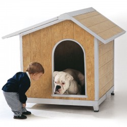 Niche pour Chiens en PVC avec toit Rabattable 118x108x109 cm, Imperméable & Durable, Intérieure ou Extérieure