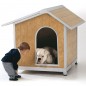 Caseta para perros de PVC con techo plegable 118x108x109 cm, impermeable y duradera, interior o exterior