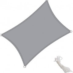 Store voile d'ombrage polyester imperméable rectangulaire 3 x 4 m gris 165 gr/m2 UV pour jardin