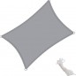 Rectangular waterproof polyester sail awning 3 x 4 m, grey 165 gr/m2 UV for garden Rectangular waterproof polyester sail awning 3 x 4 m, grey 165 gr/m2 UV for garden