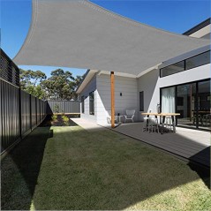 Store voile d'ombrage polyester imperméable rectangulaire 4 x 6 m gris 165 gr/m2 UV pour jardin