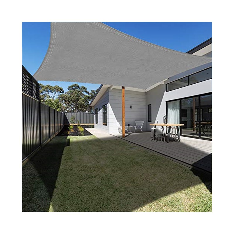 Store voile d'ombrage polyester imperméable rectangulaire 4 x 6 m gris 165 gr/m2 UV pour jardin