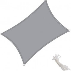 Store voile d'ombrage polyester imperméable rectangulaire 4 x 6 m gris 165 gr/m2 UV pour jardin