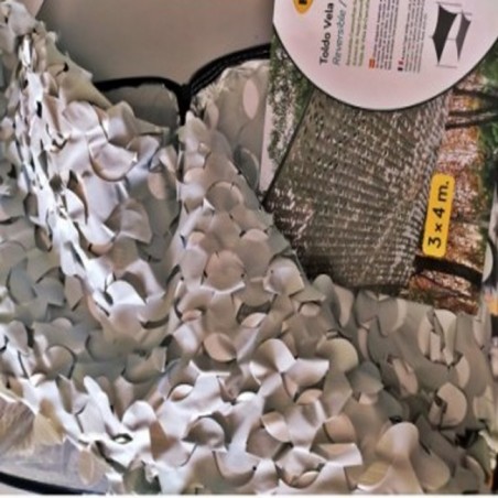 Guarda-sol reversível camuflado branco/cinza, 3 x 4 m, proteção UV 120 g/m2 para jardim