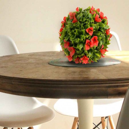 Esfera Decorativa Rubí 38 cm complementar tu decoración Interior o Exterior. Apariencia de Planta Natural