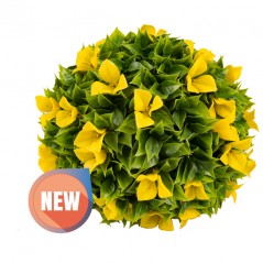 Esfera decorativa âmbar de 33 cm para complementar sua decoração interna ou externa. Aparência de planta natural.