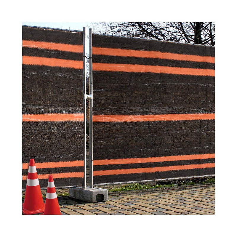 Maille de dissimulation de construction, 1,95 x 50 m, noir/orange 90 gr. Pour délimiter et restreindre les zones de travail