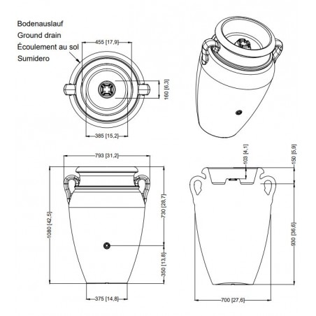 Terrakotta-Amphoren-Wassertank 250 Liter