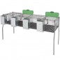 Gabbia per conigli a 4 scomparti con pavimento in plastica 200 x 62 x 99 cm dotata di tramogge e abbeveratoi. Gabbia per conigli a 4 scomparti con pavimento in plastica 200 x 62 x 99 cm dotata di tramogge e abbeveratoi.