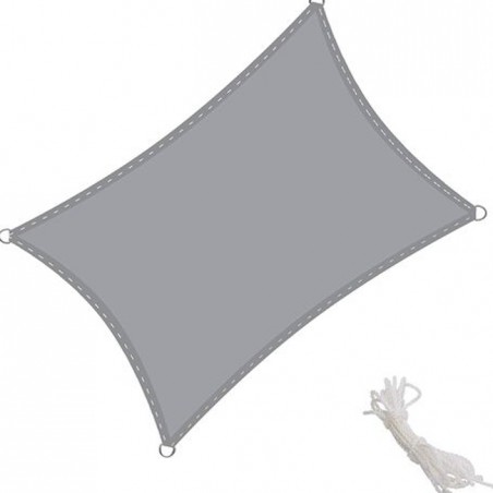 Toldo vela cuadrado impermeable gris, poliéster 3,6 x 3,6 m, gris 165 gr/m2 UV para jardin