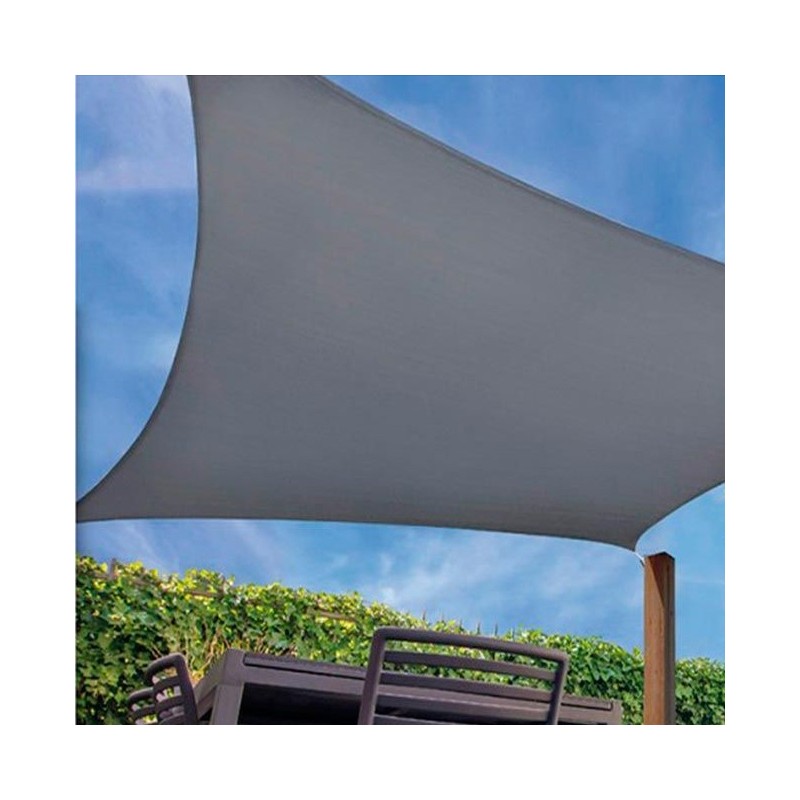 Toldo vela cuadrado impermeable gris, poliéster3,6 x 3,6 m, gris165 gr/m2 UV para jardin