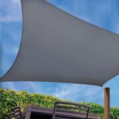 Store voile d'ombrage carré 5x5 m imperméable, polyester 165 gr/m2 UV pour jardin, gris