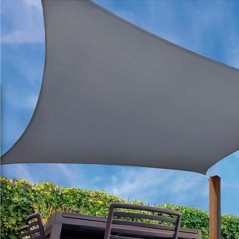 Toldo vela cuadrado impermeable gris, poliéster 5 x 5 m, gris165 gr/m2 UV para jardin