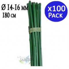 Pack 100 x Tutor Bambú plastificado 180 cm, 14-16 mm diámetro