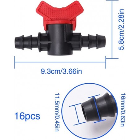 Rubinetto di arresto per irrigazione a goccia da 16 mm