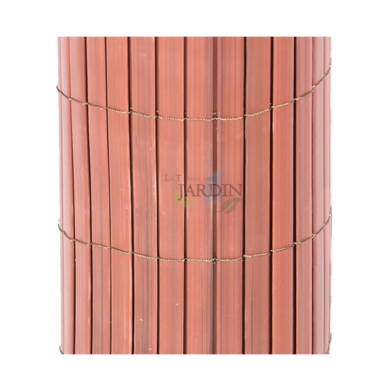 Canisse Synthétique PVC double 1 x 3 m avec Cannes Entières marron, Brise-Vue pour Jardins, Balcons et Clôtures