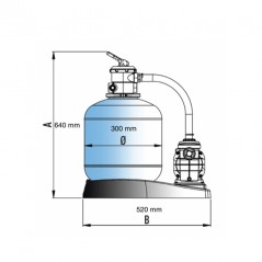 Monoblocs mit eingespritztem Filter, 6000 l/h oder 400 mm oberes Ventil mit 6 Positionen Hebel und 0,4 PS Pumpe