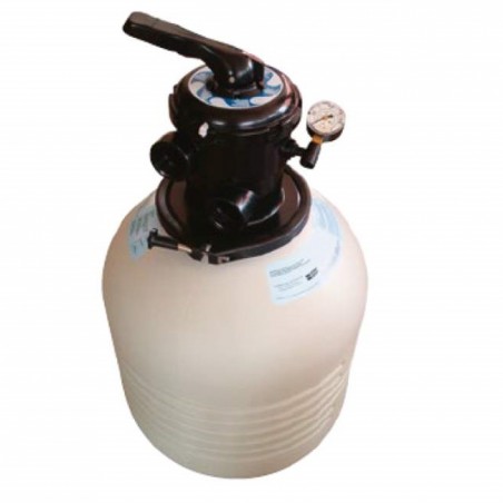 Mundgeblasener Filter M-3000 Ø 430 mm mit Ventil oben 12000l/h Maximaler Arbeitsdruck 2,5 bar