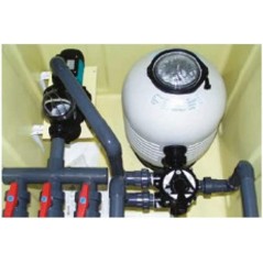 Buried house version with M-3000 Ø 480 filter, side valve and IRI - 1000 M pump.