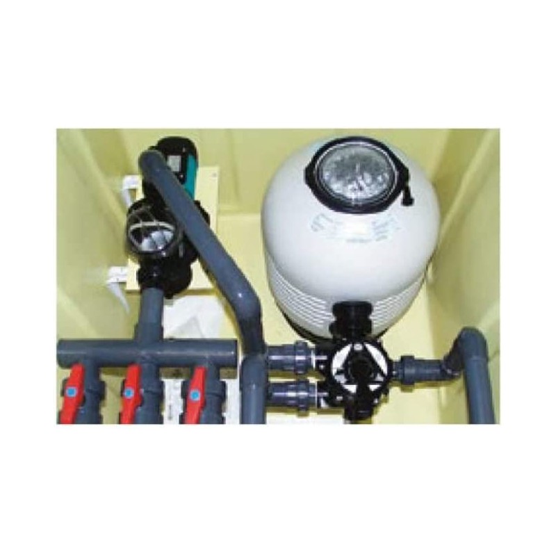 Versão de cabine subterrânea com filtro M-3000 Ø 480, válvula lateral e bomba IRI - 1000 M. Versão de cabine subterrânea com filtro M-3000 Ø 480, válvula lateral e bomba IRI - 1000 M.